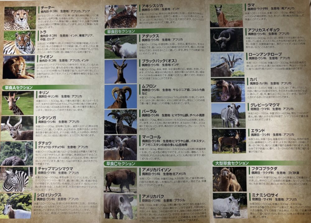 Safari brochure from Himeji Central Park with kid-friendly spots