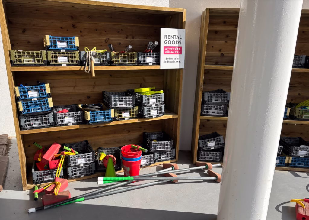 A0SOBIYUKU京都るり渓温泉の屋外エリアにあるレンタルグッズ